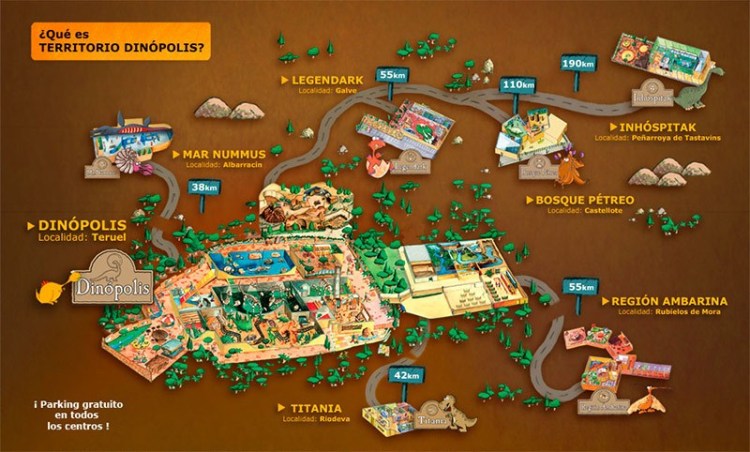 Mapa territorio Dinópolis Parque temático de Dinosaurios - Teruel - España